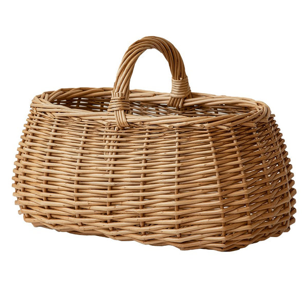 Hand-woven Wicker Storage Basket, Small Picnic Storage Basket with Handle, Willow Weaving Baskets for Vegetable, Natural Fruit Basket, Kitchen Storage Baskets-Paintingforhome