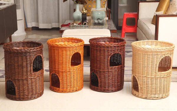 Triple-Layer Cat Bed, Large Cat House Basket with Washable Cushion for Indoor Cats and Dogs-Paintingforhome