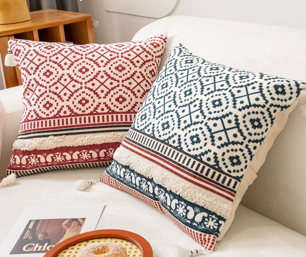 Modern Square Pillows for Couch, Contemporary Pillow Covers, Oriental Decorative Throw Pillows for Bedroom, Bohemian Decorative Sofa Pillows-Paintingforhome