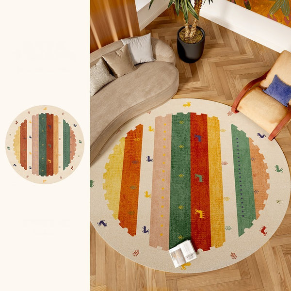 Modern Rugs for Children's Room, Geometric Modern Rug Ideas for Living Room, Circular Modern Rugs for Bathroom, Abstract Contemporary Round Rugs for Dining Room-Paintingforhome