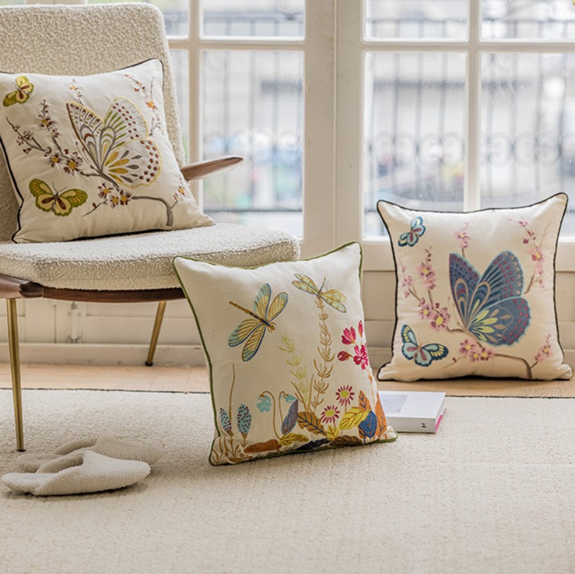 Modern Decorative Pillows For Couch Butterfly Cotton Linen Cover Nature