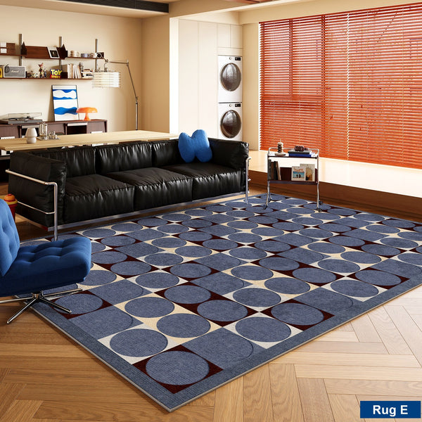 Mid Century Modern Rugs, Bedroom Modern Floor Carpet, Blue Modern Rug Designs, Contemporary Modern Rugs for Dining Room, Living Room Rug Ideas-Paintingforhome