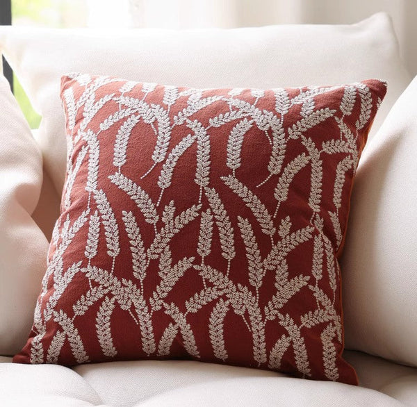 Decorative Pillows for Couch, Farmhouse Sofa Decorative Pillows, Wheat Stalk Pumpkin Decorative Throw Pillows, Embroider Cotton Pillow Covers-Paintingforhome