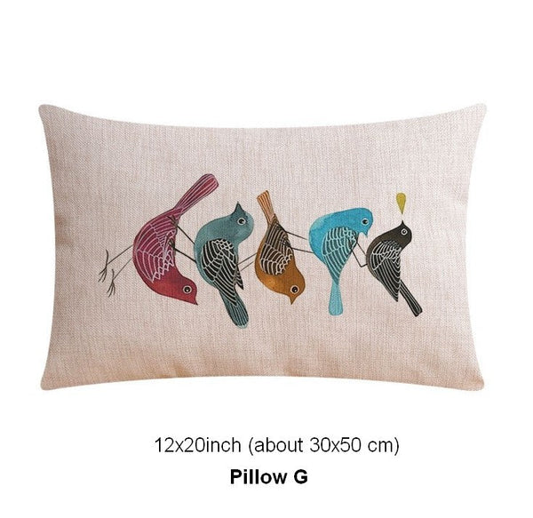 Singing Birds Decorative Throw Pillows, Love Birds Throw Pillows for Couch, Modern Sofa Decorative Pillows for Children's Room, Decorative Pillow Covers-Paintingforhome