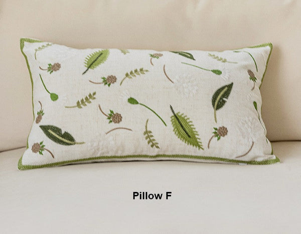Farmhouse Sofa Decorative Pillows, Embroider Flower Cotton Pillow Covers, Spring Flower Decorative Throw Pillows, Decorative Pillows for Couch-Paintingforhome