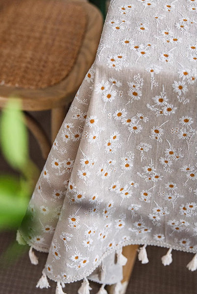 Rustic Flower Pattern Table Covers for Kitchen, Large Rectangle Tablecloth for Dining Room Table, Linen Rectangular Tablecloth for Oval Table, Country Farmhouse Tablecloth-Paintingforhome