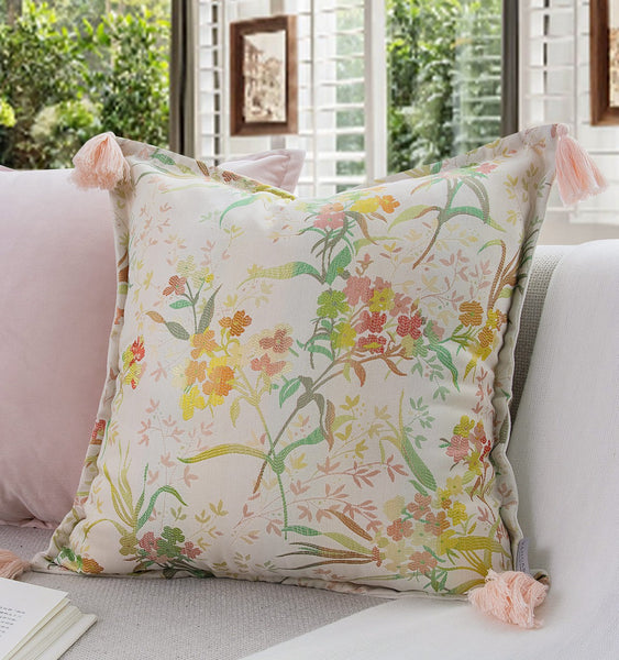 Living Room Decorative Pillows, Modern Decorative Cushions, Decorative Pillows for Bed, Decorative Pillow Arrangement Ideas for Interior Design, Embroidered Floral Bird Pattern Pillow Covers-Paintingforhome