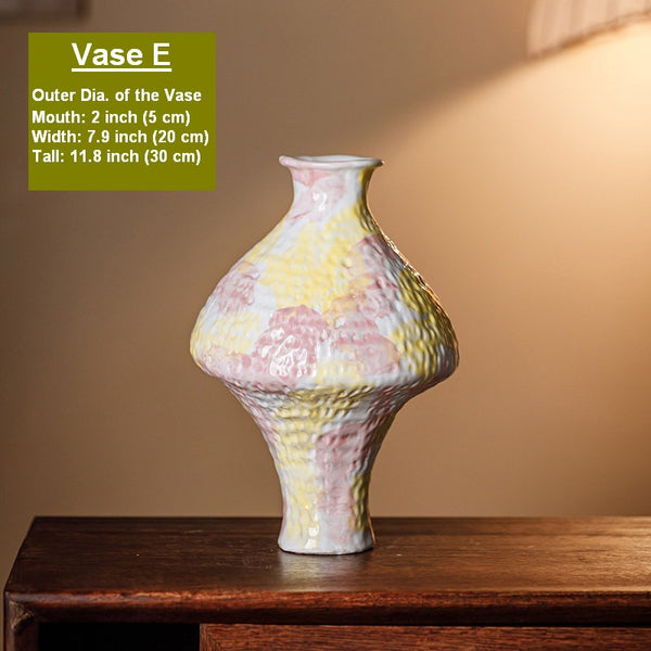 Modern Bouquet Flower Vases, Handmade Water Holding Flower Vases, Centerpiece on Dining Table, Large Flower Vase on Table, Pottery Flower Vases-Paintingforhome