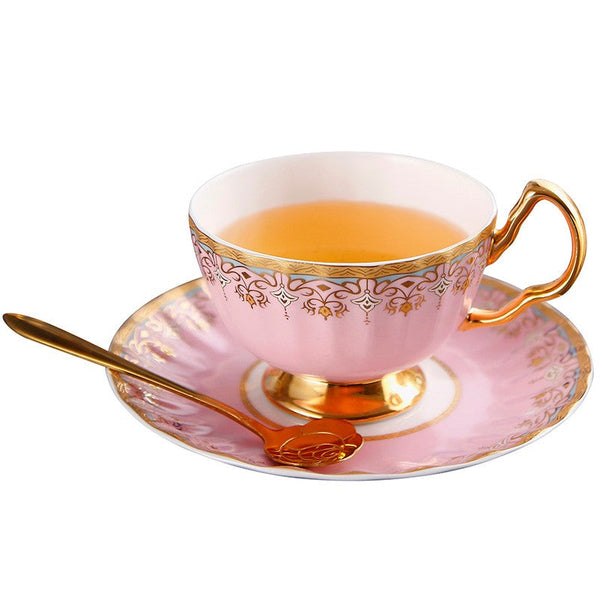 Unique British Tea Cup and Saucer in Gift Box, Pink Blue White Porcelain Tea Cup Saucer Set, Elegant British Ceramic Coffee Cups for Traditional Afternoon Tea-Paintingforhome