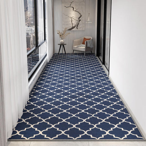 Stain-resistant Non Slip Kitchen Runner Rugs, Modern Long Hallway Runners, Washable Entrance Hallway Runners, Extra Long Narrow Blue Runner Rugs, Contemporary Entryway Runner Rug Ideas-Paintingforhome