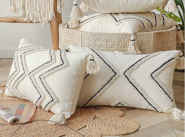 Geometric Square Modern Throw Pillows for Couch, Beige Decorative Throw Pillows, Contemporary Throw Pillow for Interior Design-Paintingforhome