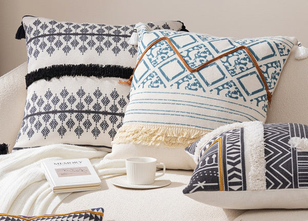 Bohemian Decorative Sofa Pillows for Bedroom, Decorative Square Pillow Covers, Geometric Pattern Decorative Pillow for Couch-Paintingforhome