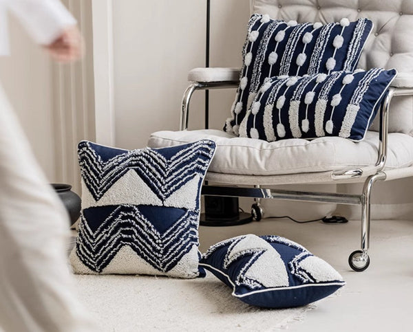 Modern Decorative Pillows for Bedroom, Decorative Pillow Covers, Blue Square Modern Decorative Pillows for Couch, Contemporary Modern Sofa Pillows-Paintingforhome