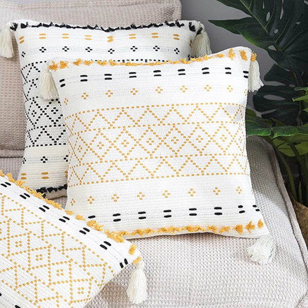 Oriental Decorative Throw Pillows for Bedroom, Square Pillows for Couch, Contemporary Modern Pillow Covers, Bohemian Decorative Sofa Pillows-Paintingforhome