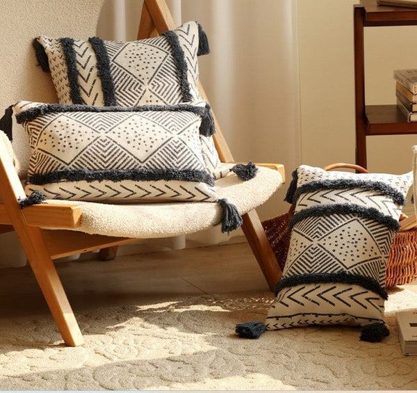 Oriental Square Pillows for Couch, Decorative Throw Pillows for Dining Room, Decorative Sofa Pillow Covers, Bohemian Geometric Modern Pillows-Paintingforhome