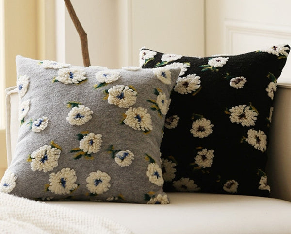 Square Modern Throw Pillows for Couch, Contemporary Modern Sofa Pillows, Flower Decorative Pillow Covers, Decorative Pillows for Bedroom-Paintingforhome