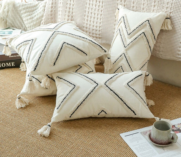 Geometric Square Modern Throw Pillows for Couch, Beige Decorative Throw Pillows, Contemporary Throw Pillow for Interior Design-Paintingforhome