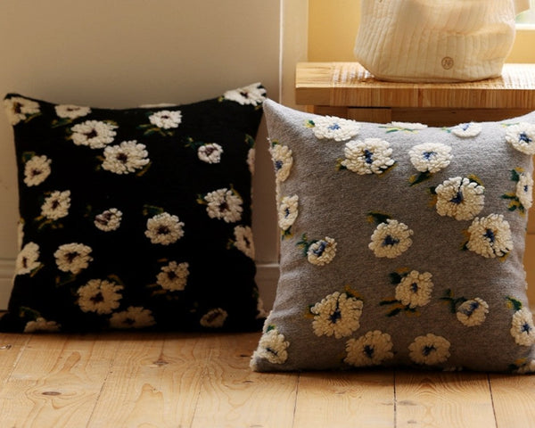 Square Modern Throw Pillows for Couch, Contemporary Modern Sofa Pillows, Flower Decorative Pillow Covers, Decorative Pillows for Bedroom-Paintingforhome