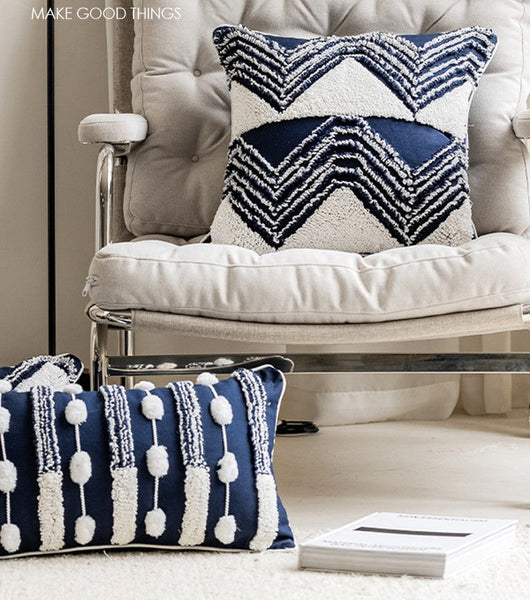 Modern Decorative Pillows for Bedroom, Decorative Pillow Covers, Blue Square Modern Decorative Pillows for Couch, Contemporary Modern Sofa Pillows-Paintingforhome