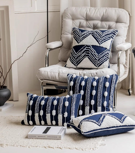 Modern Decorative Pillows for Bedroom, Decorative Pillow Covers, Blue Square Modern Decorative Pillows for Couch, Contemporary Modern Sofa Pillows-Paintingforhome