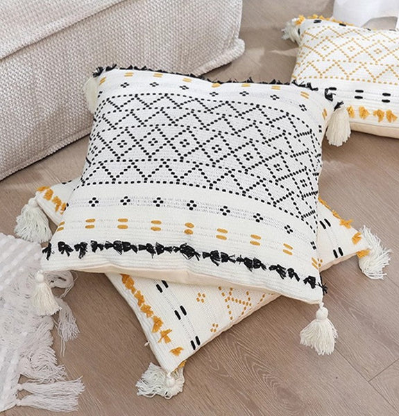 Oriental Decorative Throw Pillows for Bedroom, Square Pillows for Couch, Contemporary Modern Pillow Covers, Bohemian Decorative Sofa Pillows-Paintingforhome