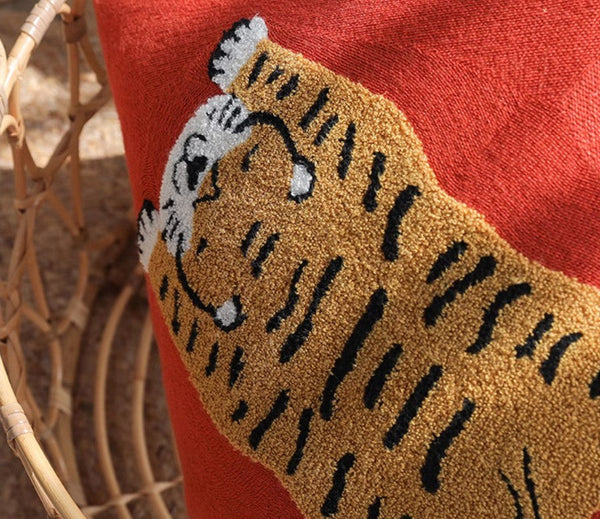 Contemporary Modern Sofa Pillow Covers, Square Modern Throw Pillows for Couch, Lovely Tiger Decorative Pillows for Children's Room, Decorative Pillows for Bedroom-Paintingforhome