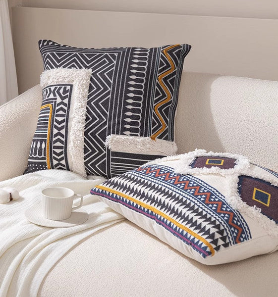 Bohemian Decorative Sofa Pillows for Bedroom, Decorative Square Pillow Covers, Geometric Pattern Decorative Pillow for Couch-Paintingforhome