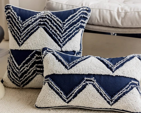 Modern Decorative Pillows for Bedroom, Decorative Pillow Covers, Blue Square Modern Decorative Pillows for Couch, Contemporary Modern Sofa Pillows-Paintingforhome