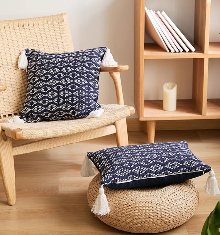 Abstract Geometric Pattern Modern Decorative Throw Pillow Sofa Cushion Cover Living Room Accent Art Textile Bohemian Woven Square Linen Pillowcases