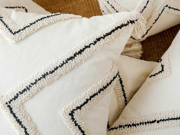 Geometric Square Modern Throw Pillows for Couch, Beige Decorative Throw Pillows, Contemporary Throw Pillow for Interior Design-Paintingforhome