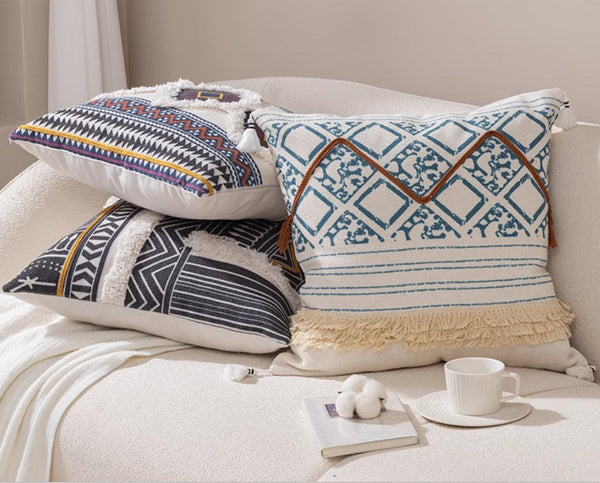Bohemian Decorative Sofa Pillows for Bedroom, Decorative Square Pillow Covers, Geometric Pattern Decorative Pillow for Couch-Paintingforhome