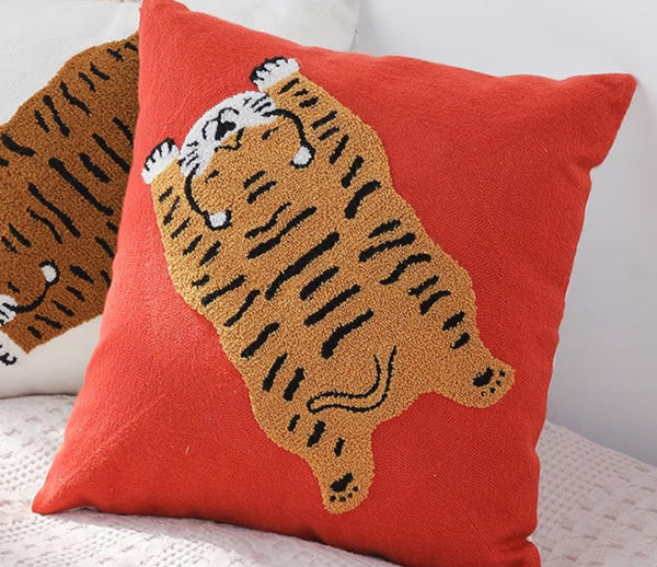 Contemporary Modern Sofa Pillow Covers, Square Modern Throw Pillows for Couch, Lovely Tiger Decorative Pillows for Children's Room, Decorative Pillows for Bedroom-Paintingforhome