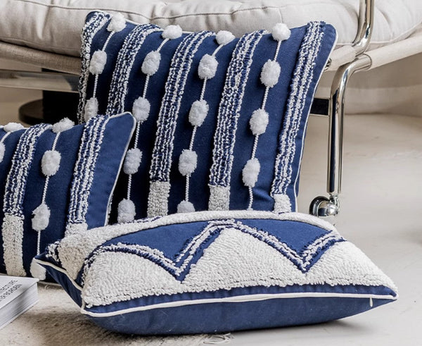 Modern Decorative Pillows for Bedroom, Decorative Pillow Covers, Blue Square Modern Decorative Pillows for Couch, Contemporary Modern Sofa Pillows-Paintingforhome