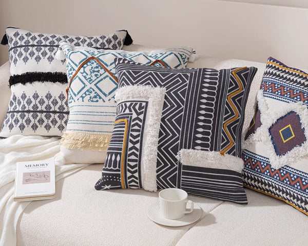 Bohemian Decorative Sofa Pillows for Bedroom, Decorative Square Pillow Covers, Geometric Pattern Decorative Pillow for Couch-Paintingforhome