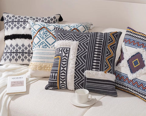 Bohemian Decorative Sofa Pillows for Bedroom, Decorative Square Pillow Covers, Geometric Pattern Decorative Pillow for Couch-Paintingforhome