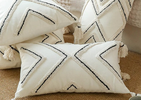 Geometric Square Modern Throw Pillows for Couch, Beige Decorative Throw Pillows, Contemporary Throw Pillow for Interior Design-Paintingforhome