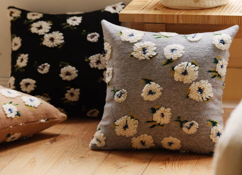 Contemporary Modern Sofa Pillows, Square Modern Throw Pillows for Couch, Flower Decorative Pillow Covers, Decorative Pillows for Bedroom-Paintingforhome