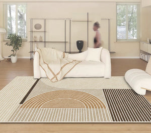 Contemporary Soft Rugs for Living Room, Bedroom Modern Rugs, Cream Color Geometric Modern Rugs, Modern Rugs for Dining Room-Paintingforhome