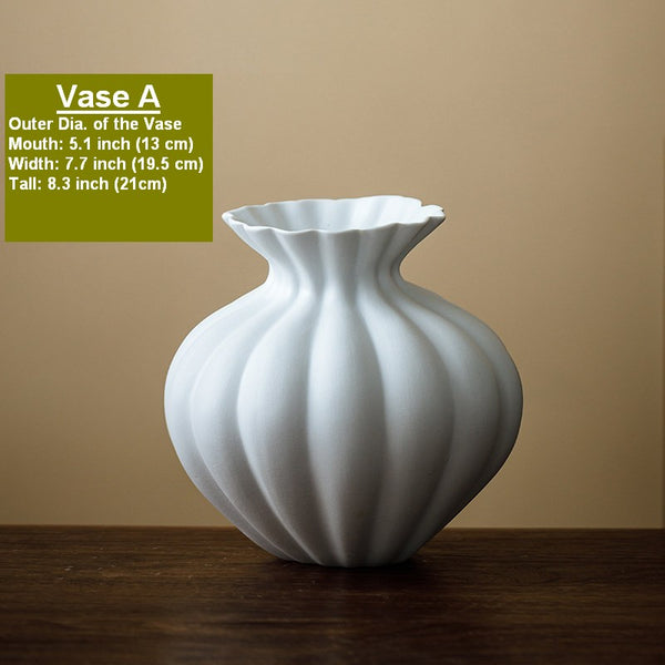 Handmade Water Holding Flower Vases, Modern Black Flower Vase Centerpiece on Table, Porcelain Flower Vases, Ceramic Bouquet Vases-Paintingforhome