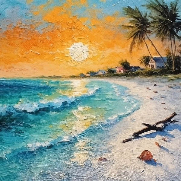 Original Small Landscape Paintings, Florida Seashore Beach Palm Tree Painting, Heavy Texture Canvas Art, Small Palette Knife Oil Paintings, Easy Landscape Painting Ideas, Simple Small Canvas Paintings-Paintingforhome