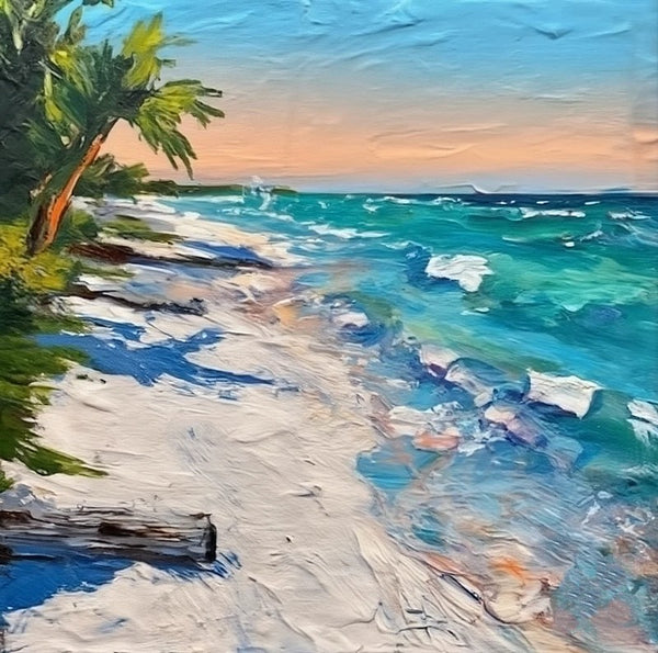 Small Palette Knife Oil Paintings, Easy Landscape Painting Ideas, Simple Small Canvas Paintings, Original Small Landscape Paintings, Florida Seashore Beach Painting, Heavy Texture Canvas Art-Paintingforhome