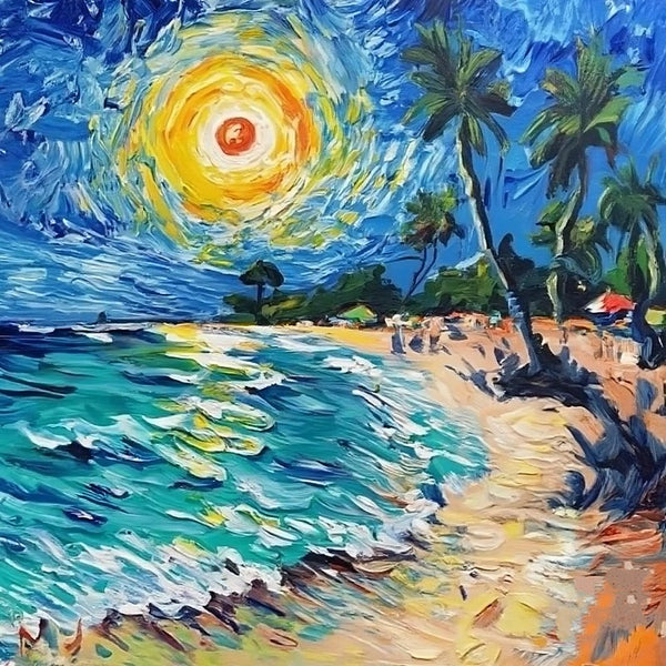 Small Palette Knife Oil Paintings, Original Small Landscape Paintings, Florida Seashore Beach Painting, Easy Landscape Painting Ideas, Simple Small Canvas Paintings, Heavy Texture Canvas Artwork-Paintingforhome