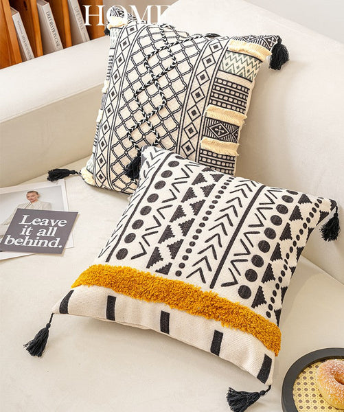 Unique Oriental Square Pillows for Bedroom, Geometric Modern Pillow Covers, Bohemian Decorative Sofa Pillows, Decorative Throw Pillows for Couch-Paintingforhome