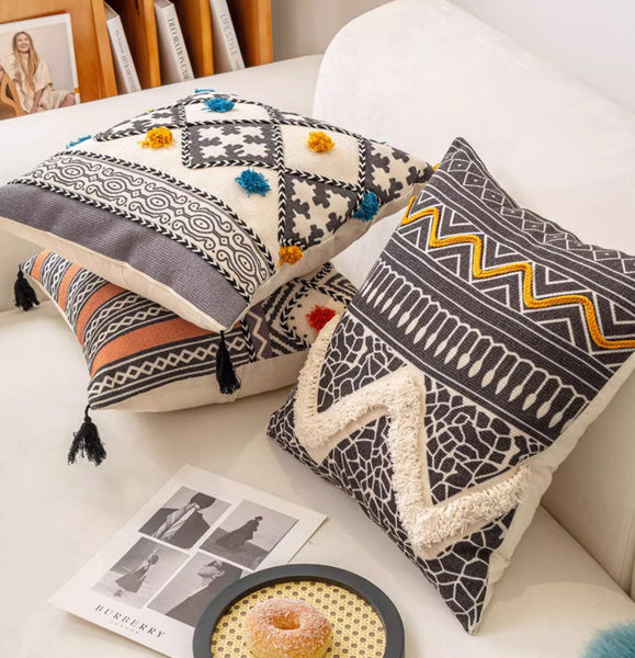 Geometric Modern Pillow Covers, Oriental Square Pillows for Bedroom, Bohemian Decorative Sofa Pillows, Decorative Throw Pillows for Couch-Paintingforhome