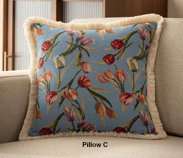 Tulip Flower Pillow Covers, Large Flower Decorative Pillows for Bedroom, Decorative Sofa Pillows for Couch, Farmhouse Decorative Pillows-Paintingforhome