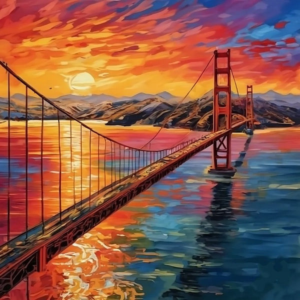 Original Small Landscape Paintings, Golden Gate Bridge Sunset Painting, Heavy Texture Canvas Art, Small Palette Knife Oil Paintings, Easy Landscape Painting Ideas, Simple Small Canvas Paintings-Paintingforhome