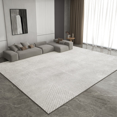 Geometric Modern Rug Placement Ideas for Dining Room, Gray Contemporary Modern Rugs for Living Room, Extra Large Modern Rugs for Bedroom-Paintingforhome