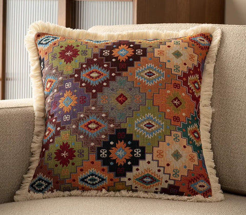 Bohemian Decorative Sofa Pillows for Living Room, Flower Decorative Pillows for Bedroom, Extra Large Modern Geometric Pillows-Paintingforhome