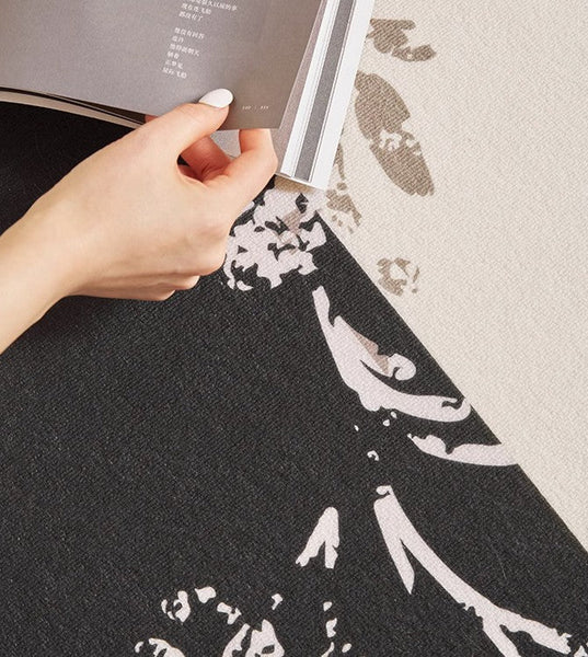 Unique Bedroom Modern Rugs, Contemporary Modern Rugs under Dining Room Table, French Style Rugs for Interior Design, Flower Pattern Modern Rugs for Living Room-Paintingforhome