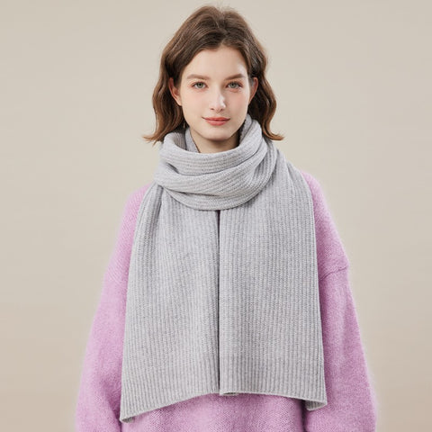 Warm Winter Scarf, Soft Cashmere Scarf for Women, Casual Scarf for Women, Cold Weather Scarf, Fashion Designer Scarf, Green White Grey Wool Scarf for Women-Paintingforhome